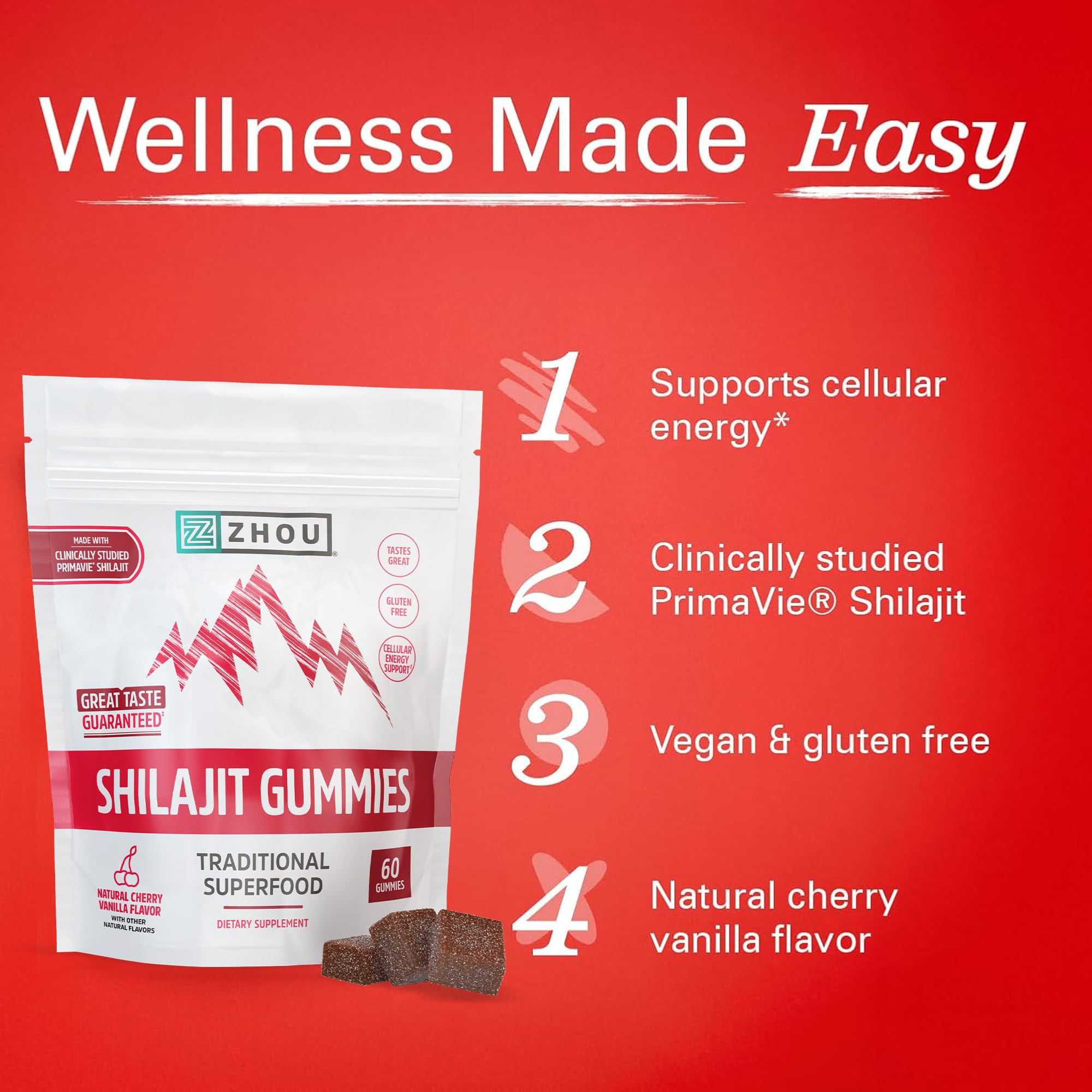 Amazon.com: ZHOU Shilajit Gummies for Men & Women - Cherry Vanilla